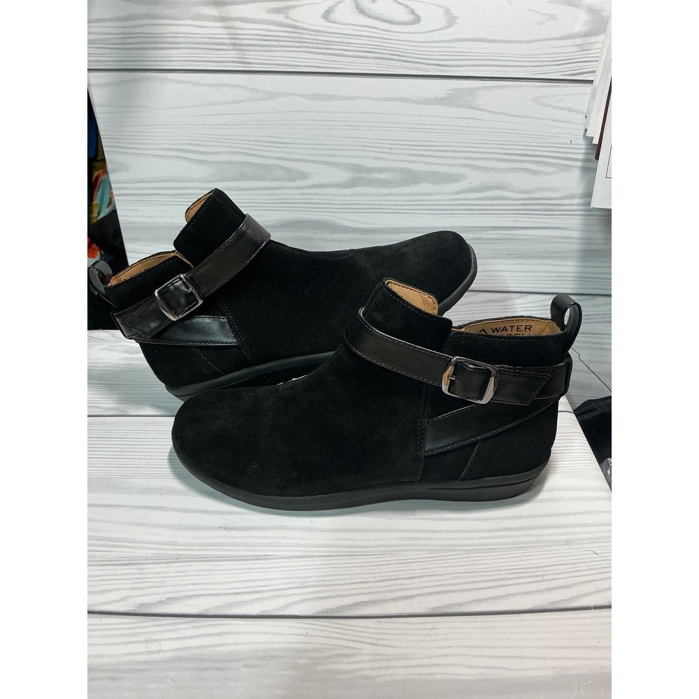 Vionic Romy Ankle Boot Women 6.5 Black Excellent Suede Water Repellent Buckle